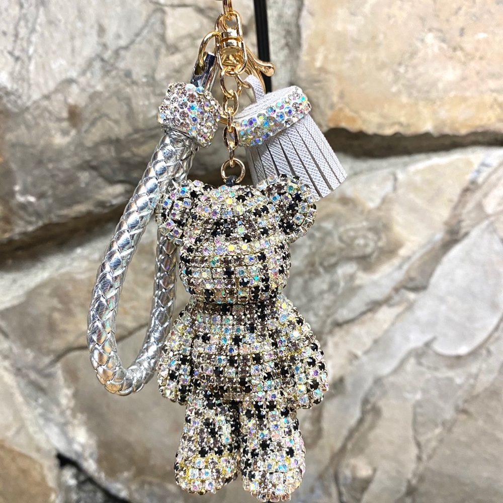 Cute Sparkly Bear Rhinestone keychain purse charm